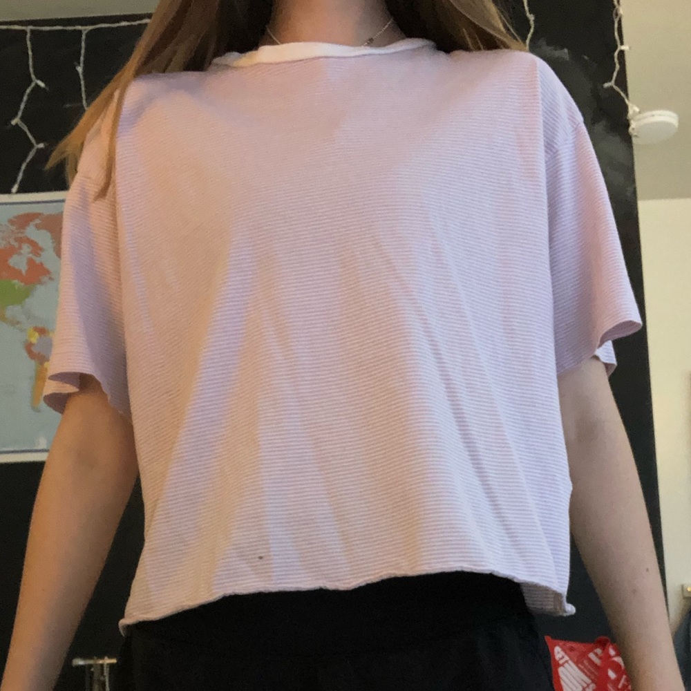 Brandy Melville Purple and white striped t-shirt